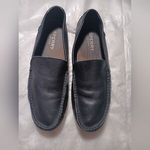Sperry Black Leather Slip-On Loafers